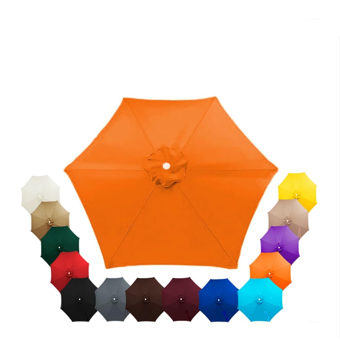 Parasol Replacement Canopy 2.5m, 2.7m, 3.5m, 6/8 Arms , Garden Umbrella Replacement Parasol Fabric, for Yard, Beach, Garden Umbrella, Canopy Only, Beige(Orange,2.5m/6-Ribs)