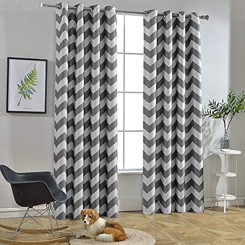 Melodieux Fashion Chevron Curtains For Living Room Dining Room, Darkening Blackout Grommet Top Window Drapes Soundproof Thermal Insulated For Bedroom, 63 Inches Long, 52 By 63 Inch, Gray (1 Panel) #TOP1