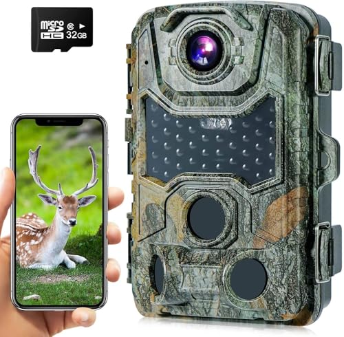 Crenova Wildkamera Handyübertragung APP 4K 32MP mit 32GB microSD...