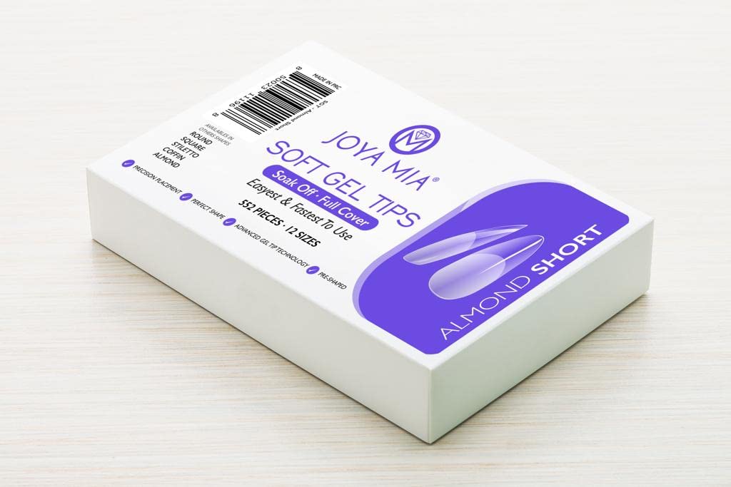 Soft Gel Nail Tips Full Cover Nail Tips Kit for Soak Off Nail Extensions, 550 Pcs Clear Soft Pre-buff PMMA False Press on Nail Tips, 11 Sizes - 10 Shapes to choose from (Almond Short)