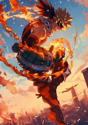 Image of NIJUKA Anime Printed A4 Size Metal sheet Poster For Home And Room Decoration | For Anime Art Fans Boys And Girls (Kanchan Explosion boy)