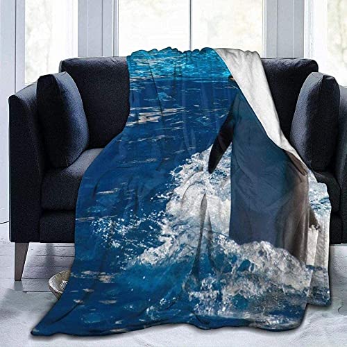 okuya Delphin Water Smile Überwurf, Wohnzimmer/Schlafzimmer/Sofa, warm, für Reisen, super flauschig, solide Bettdecke für Kinder, Erwachsene, alle Jahreszeiten, 203 x 152 cm, warm und gemütlich Cover
