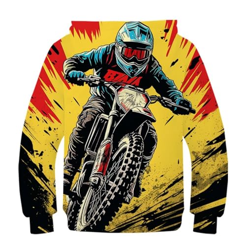 Sweat capuche moto impression 3D relief pour adolescent mixte - 2