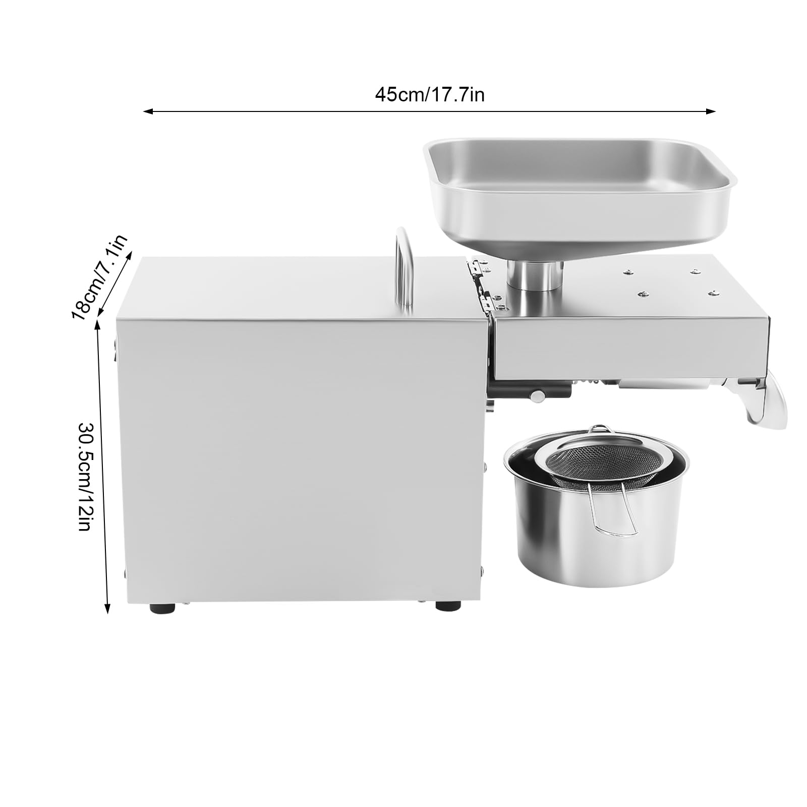 Ölpresse Automatische Ölpresse,610W Ölpressmaschine für den Handel,Kaltpressung und Heißpressung,Einstellbare Temperatur,Erdnusskerne, Sonnenblumenkerne,220V