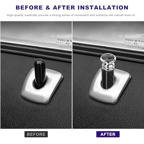 image for YTFRL 4PCS Car Door Lock Knobs, American Flag Carbon Fiber Auto Inner 