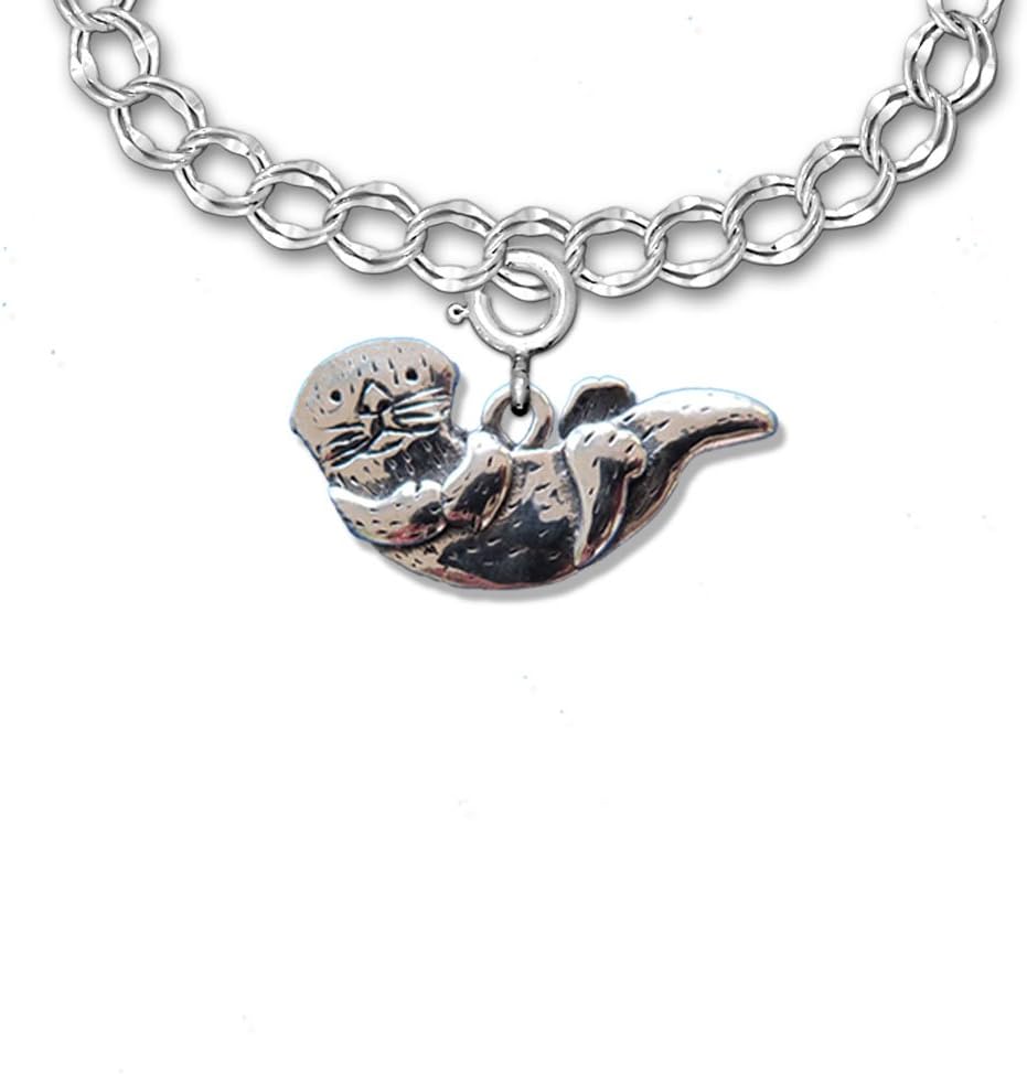 Sterling Silver Otter Charm for Charm Bracelet - Ocean Animal Gifts for Women