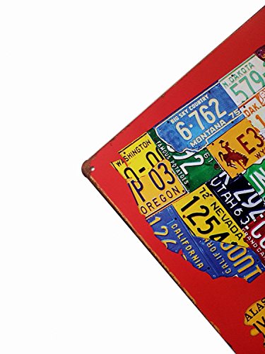 Erlood Red Us Map Route 66 Retro Decor Metal Wall Plaque Vintage Tin Sign 12" X 8" #TOP1