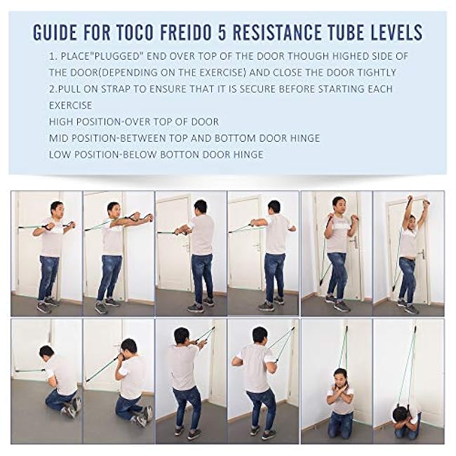 Single Resistance Bands, Workout Bands with Handles and The Exercise Bands with Door Anchor, Suitable for Resistance Training, Physical Therapy, Home Workouts, Boxing Training