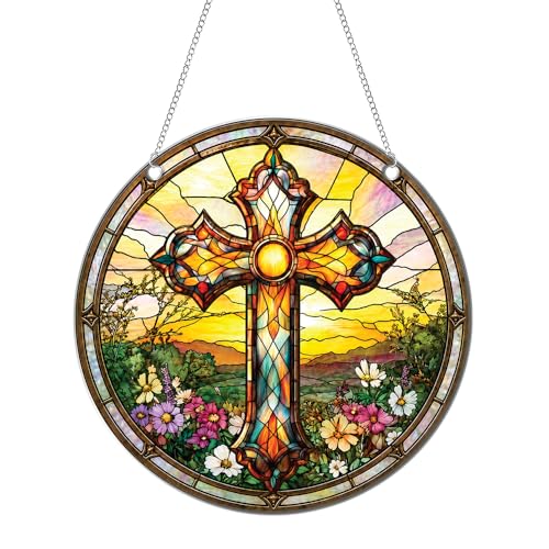 Cross Ornaments Acrylic Window Hanging - Christian Cross Decor - Gifts for Christians - Home Wall Room Decorations - Acrylic Ornament