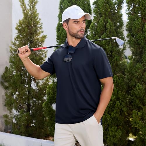 Image of TEZO Polo Shirts for Men Golf Short Sleeve Moisture Wicking Tactical Shirt