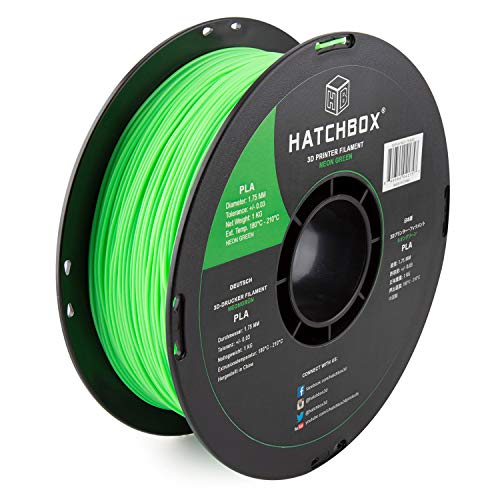 Image of HATCHBOX 3D PLA-1KG1.75-802C PLA 3D Printer Filament, Dimensional Accuracy + /- 0.05 mm, 1 kg Spool, 1.75 mm, Neon Green