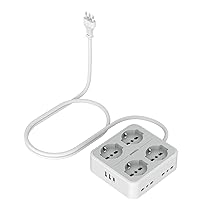 TESSAN Ciabatta Multipresa con USB C, Multipresa Elettrica con Prolunga Elettrica 2 Metri, Ciabatta Elettriche con 4 Spina Schuko e 4 Bivalenti 10A, 16A, 3680W Presa Multipla con Interruttore, Grigio