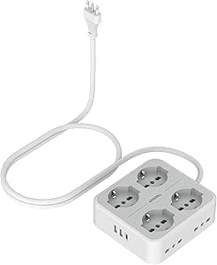Ciabatta Multipresa Con USB - Tessan, 8 Prese + 3 USB, 2 Metri