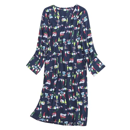Image of American Trends Nightgowns for Women Long Sleeve Cotton Blend Sleepwear, Knee Length Night Gowns Sleepshirts House Lounge