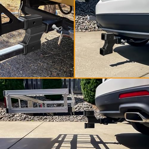 Image of Nilight Trailer Dual Hitch Extender for 2 Inch Receiver with 2 inch 4 inch Rise or Drop with Bolt Nut Clip 10,000 lbs Capacity Adjustable Extend 8 inch 10 inch Length Matte Black Powder Coated