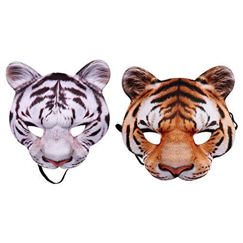 Takefuns 2Pcs Halloween Tiger Half Face Mask,Cosplay Masquerade Party Realistic Look Facial Mask,Halloween Animal Mask for Cosplay Party Festival Club Takefuns 2Pcs Halloween Tiger Half Face Mask,Cosplay Masquerade Party Realistic Look Facial Mask,Halloween Animal Mask for Cosplay Party Festival Club