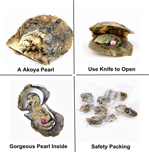 Poshops Wholesale 50 Oysters Love Wish Pearl Oysters Akoya Oysters With Pearl Inside Round Pearl Bulk For Family Pearl Party #TOP3