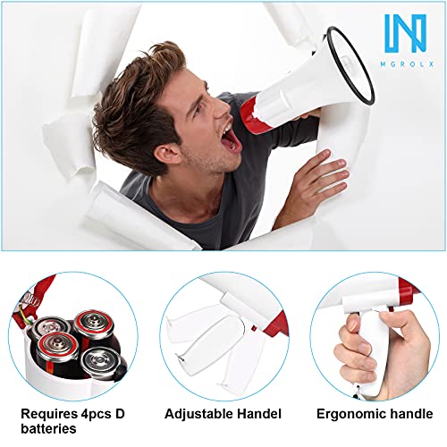 Mgrolx 30W Portable Megaphone Bullhorn-Loud Speaker With Siren, 260S Recording & Usb Input - Lightweight For Cheerleading, Football, Baseball, Basketball #TOP2