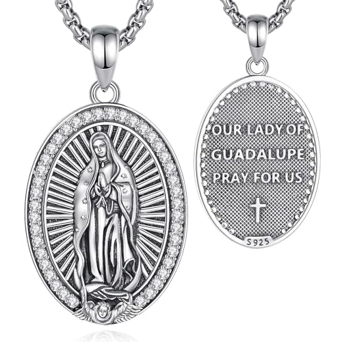 INFUSEU 925 Sterling Silver Virgin of Guadalupe Medal