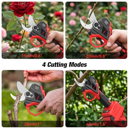 Image of 2-In-1 Electric Pruning Shears for Milwaukee M18 Battery, 1.6 inch Cutting Diameter Cordless Pole Pruners 18v - Brushless Motor, 4 Modes Electric Pruning Shears for Gardening & Tree Trimmer (No Battery)