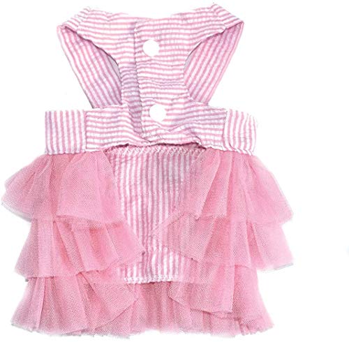 Vanvene Pet Dog Dresses, Striped Mesh Puppy Dog Vest Tutu Princess Dress Skirt With Bowknot For Small Breed Dogs Cats Doggy Apparel Supplies(Pink L) #TOP7