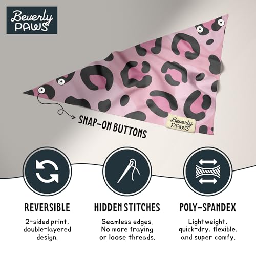 Bandana à clipser réglable et mignon motif léopard rose M