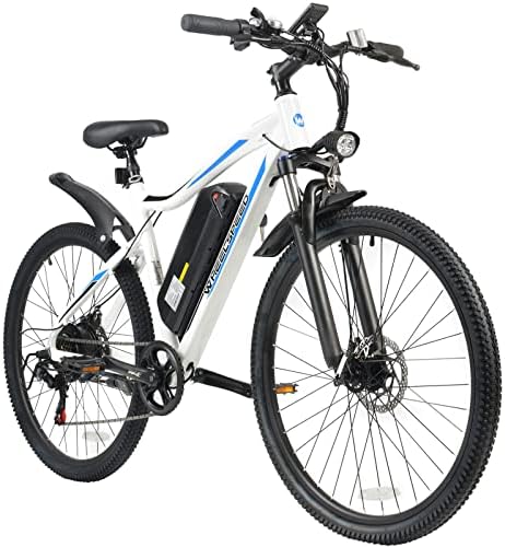 Wheelspeed Electric Bike 27.5", 500W Motor Adults Electric Bicycle, 56 Miles Range & 20 MPH Electric Mountain Bike with Lockable Suspension, 7-Speed Commuter E-Bike (White)