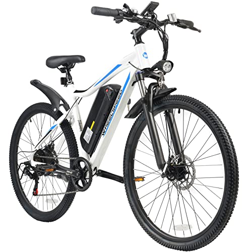Wheelspeed Electric Bike 27.5", 500W Motor Adults Electric Bicycle, 56 Miles Range & 20 Mph Electric Mountain Bike With Lockable Suspension, 7-Speed Commuter E-Bike (White) #TOP24