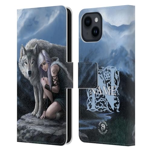 Coque en cuir iPhone 15 Anne Stokes aux finitions soignées et protection portefeuille premium