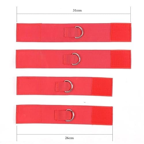 BONDAGERIE® Manette da letto polsi e caviglie, regolabile, costrittivo costrizione materasso, sacco raso incluso Colore: Rosso