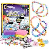 NATIONAL GEOGRAPHIC Jewelry Making Advent Calendar 2025 for Girls and Boys – Create 24+ Pieces, Christmas Craft Calendar, Holiday Craft Kit for Kids, with Beads, Clay, Charms, Educational Gifts