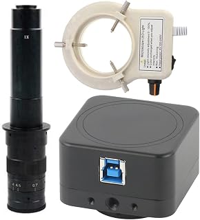 8MP 4K USB Video Microscope Camera HD Electronic Digital Microscope & 300X C-Mount Lens with 56-LED Adjustable Ring Light