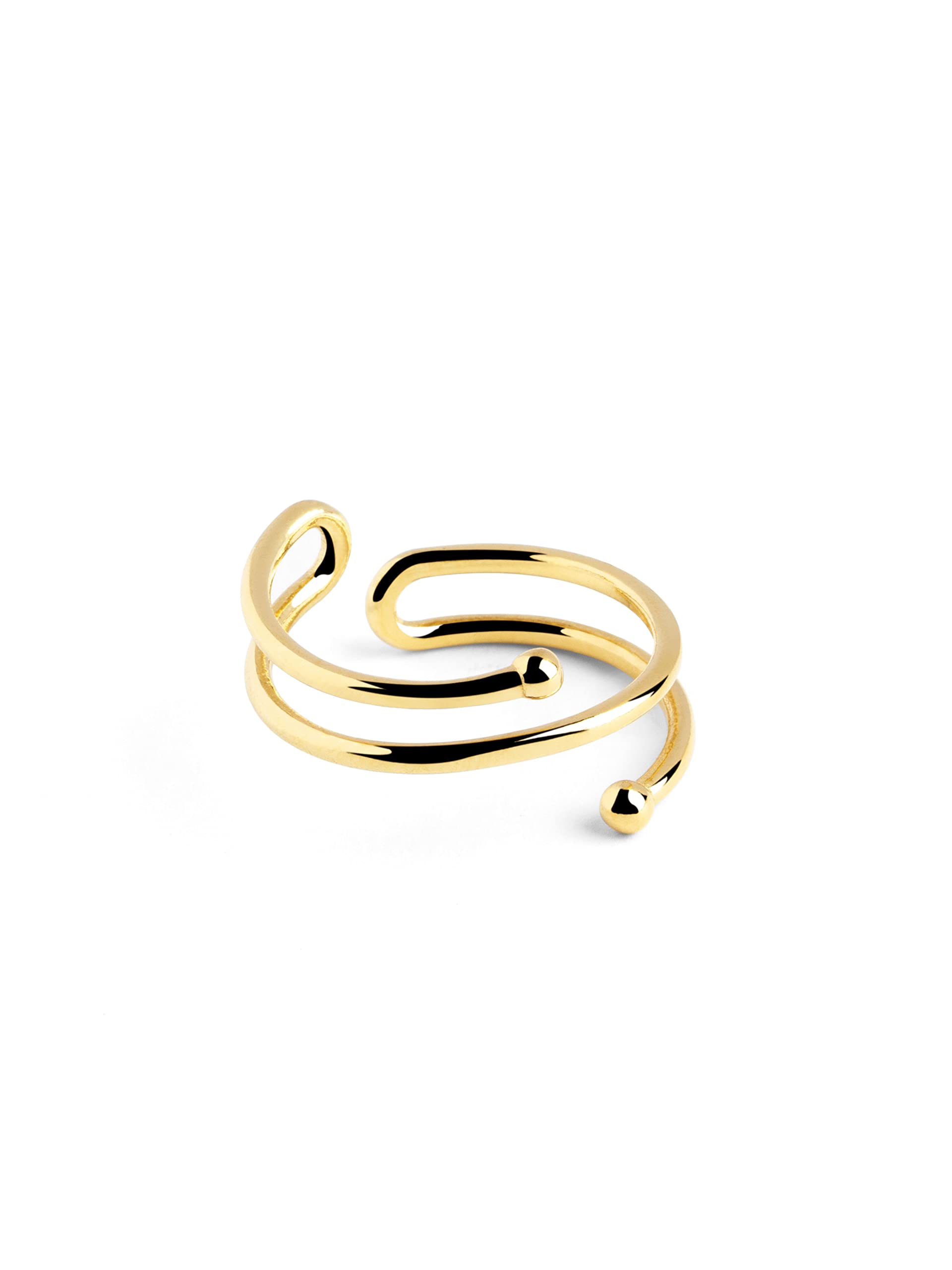 SINGULARU Anillo Double Dot - Anillo Ajustable - Plata de Ley 925 - Talla Unica - Varios Acabados - Joyas para Mujer - Hecho en España