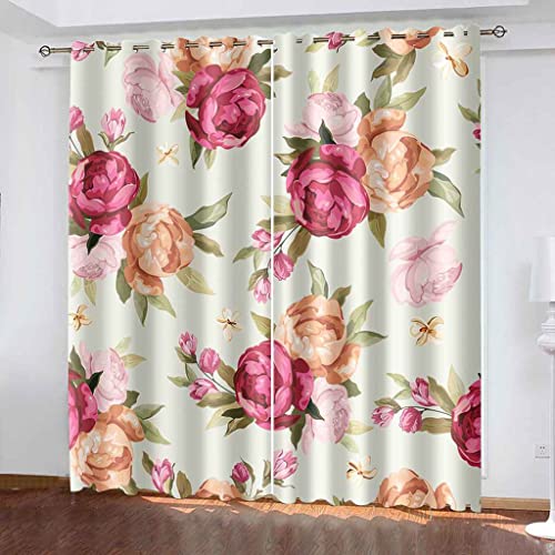 Rideau occultant isolant thermique fleur rose 140x160cm - 3