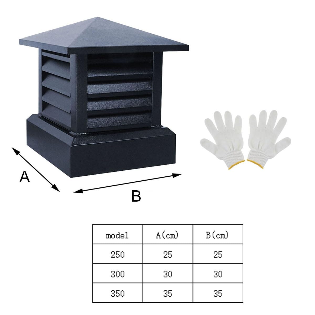 Schornsteinkappe aus Aluminiumlegierung, 10, 12, 14 Zoll, quadratisch, Kamin-Regenschutz for Dachkamine(12")