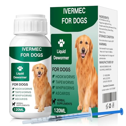 lvermect Dewormer Liquid for Dogs, Broad Spectrum for All Wormer, Hookworms, Lung Worms, Pin Worms, Round Worms