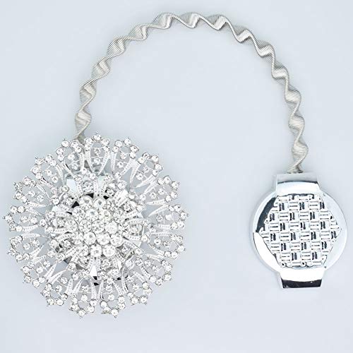 2Pcs Magnetic Curtain Tiebacks European Style Sparkling Flower Window Curtain Bind Holdback Buckles Clips Tie Backs Drapery Holders With Stretchable Spring Wire Rope For Decoration,Silvery #TOP4