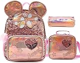 Sac à Dos pour Enfants Sac à Dos pour Filles pour Enfants Sac à Dos d'école avec Un Design holographique, 3 en 1 Bookbag Set Sac à Dos Parfait pour Enfants pour Filles Adolescentes, 35×18×43CM