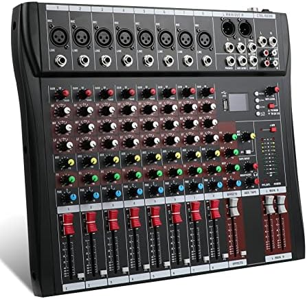 8-channel audio mixer,console with bluetooth USB,audio mixer with effects,dj mixer,dj equipment for computer recording Input, mixer sound board console,RCA Input/Output for professional and beginner