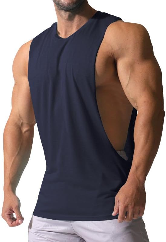 Men's Sleeveless Workout Tank Top Casual Side Split Muscle Shirt for Soft Stretchy Fabric