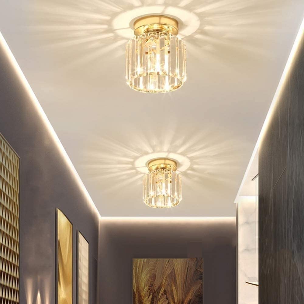 Mini plafonnier encastré en cristal K9 lot de 2 luminaires modernes pour couloir et salon