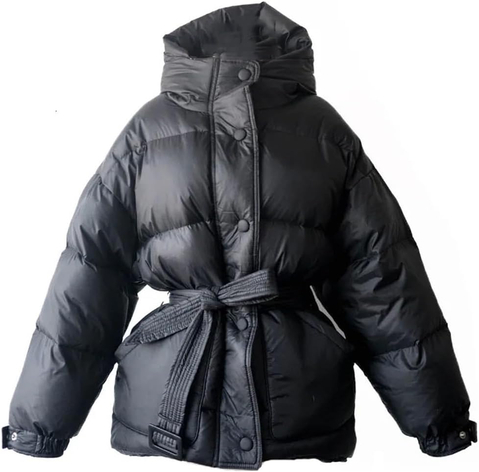 Women's Down Winter Jacket Easy Cuff Design Short Long Sleeve Standing Collar