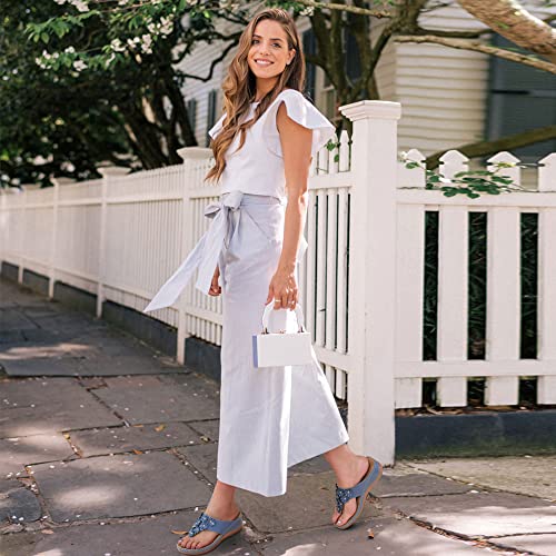 Ecetana Women Flip Flops Sandals Summer Casual Wedge With Arch Support Comfortable Platform Shoes Flower Thong Sandals For Women #TOP1