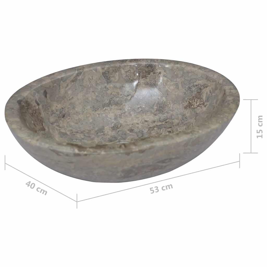 Lavabo grigio marmo, 53 x 40 x 15 cm, lavello da appoggio con foro di scarico, salvaspazio e facile da pulire, per bagno, bagno degli ospiti, ristrutturazione e attrezzature sanitarie