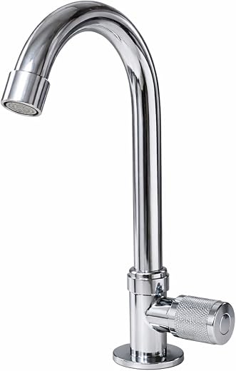 BATH GURU (swis'x) Swan Neck Pillar Tap for Wash Basin | Deck Mounted Faucet | 360° Rotatable Spout | Heavy Zinc Body with...