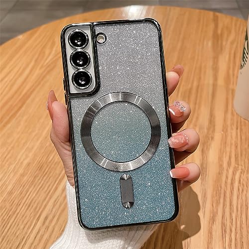 Coque silicone Galaxy S21 magnétique à paillettes pour charge sans fil