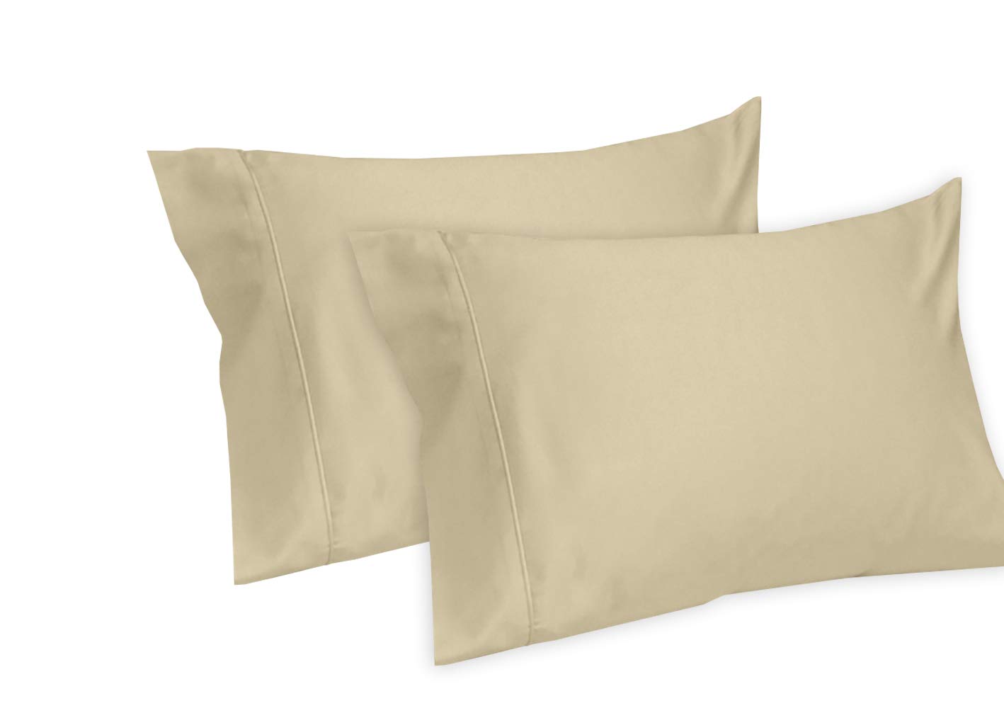 Royal Tradition Solid 600-Thread-Count, 100-Percent Cotton Set of 2 Standard-Queen Pillow Cases, Beige