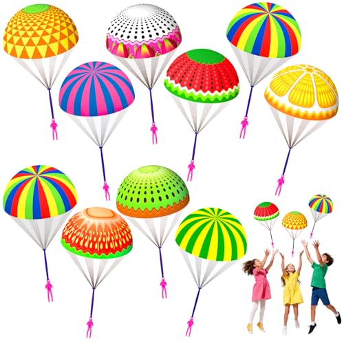 10 Pcs Parachute Toys for Kids, Hand Throwing Outdoor Flying Toys for Boys Girls 3 4 5 6 7 8-12 Years with Small Figures, School Rewards & Classroom Prize for Students- Party Favors Goodie Bag Fillers