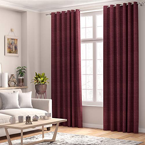 Curtains Faux Linen, Thermal Insulated, 3 Pass 100% Blackout Eyelet Curtains (Regency Red, 66 x 54 inch 168 x 137 cm)