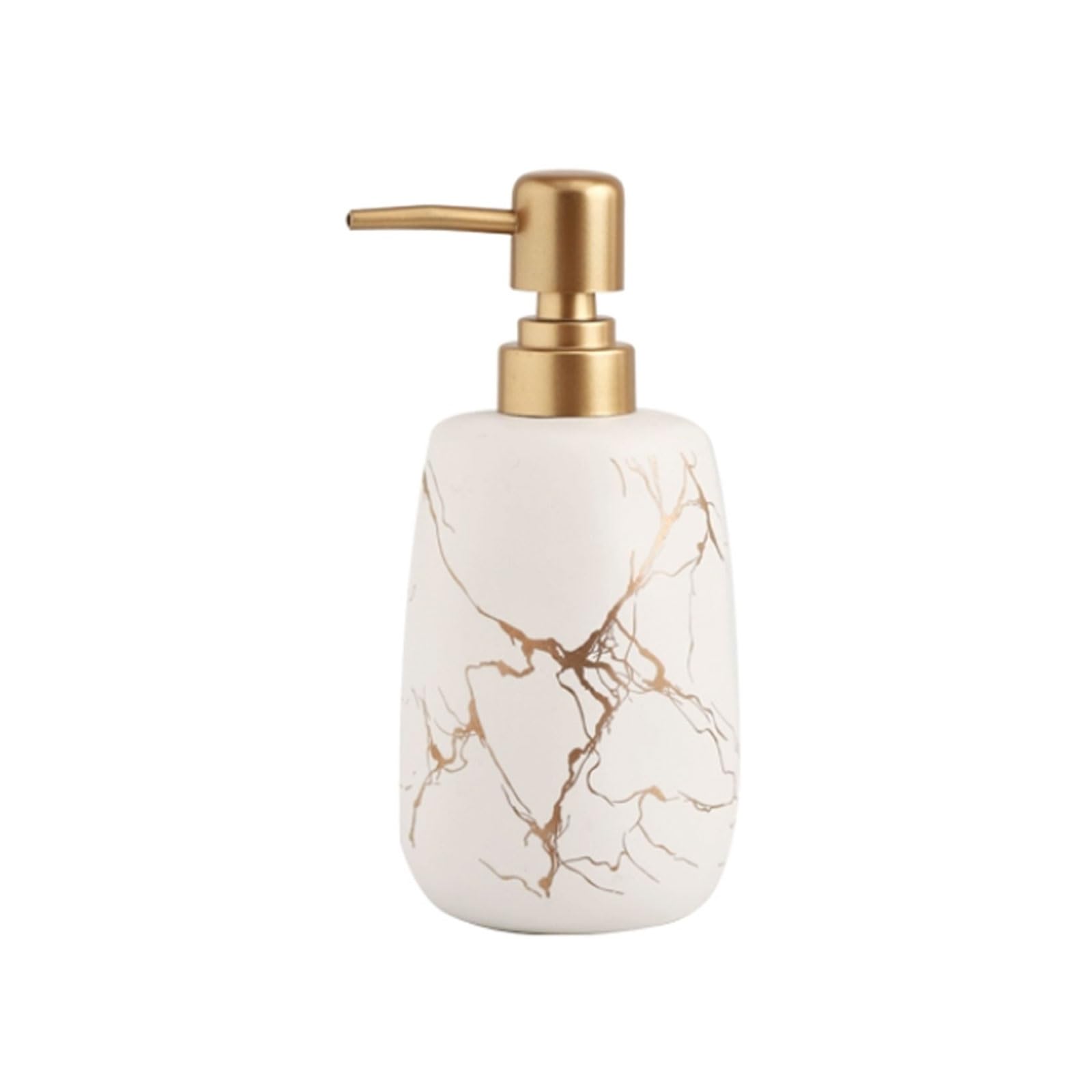 Marble Pattern Ceramic Soap Dispenser 14.2oz Chrome-Plated ABS Pump, Countertop Lotion(Wei�)